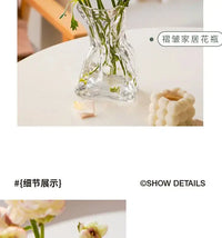 Irregular Transparent Glass Flower Vase 23cm*9cm Big Flower Bottle Tabletop Hydroponic Pot Home Living Room Table Decorations