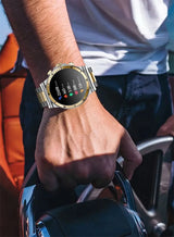 GPS Tracker NFC Smart Watch For Huawei Xiaomi Smart Watch Men's Steel Band AI Voice Smart Watch AMOLED HD Screen Bluetooth Call