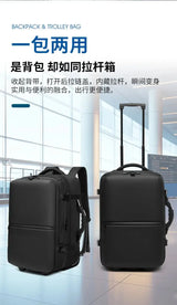 60L Airback Vacuum Compression Backpack with Wheels Expandable Men Waterproof Carry On Travel Backpacks 17 inch Laptop Backpack