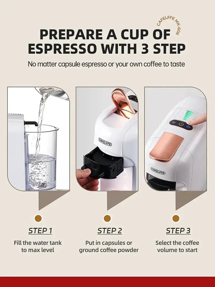 Cafelffe 5 in 1 Capsule Coffee Machine Fit Dolce gusto Nespresso Capsule ESE Pod Ground Coffee K-cup 19Bar Hot/Cold,gift-giving