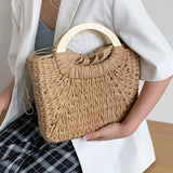 Straw Woven Basket Handbag