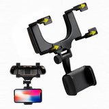 360° Car Rearview Mirror Mobile Phone Holder for Car Mount Smartphone GPS Holder Support Rotating Adjustable Telescopic Phone