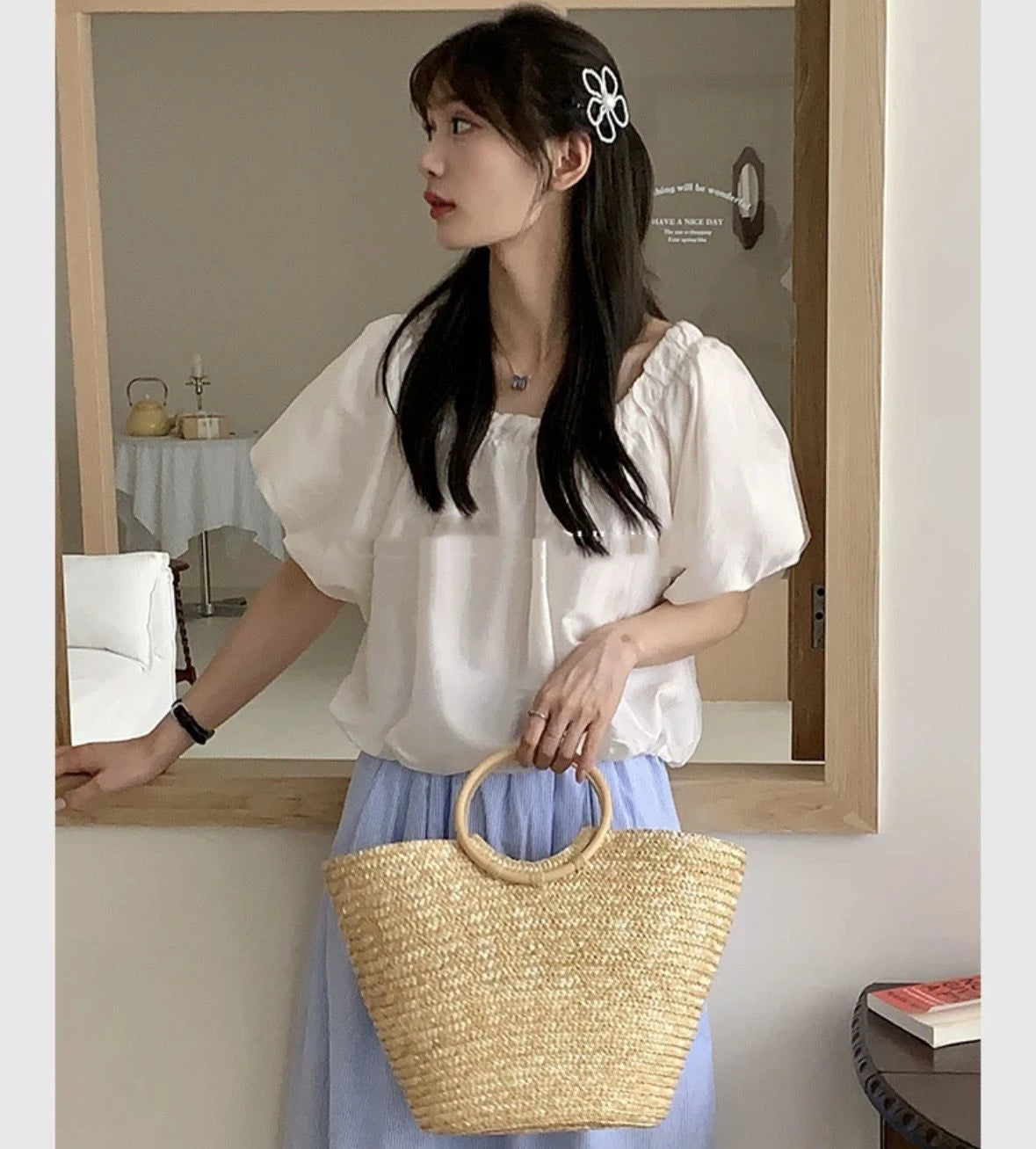 Summer Tote Woven Bag Seaside Vacation Photo Large Capacity Handmade Woven Shoulder Women's Bag