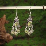 Silver-Plated Carved Flower Drop-Shaped Large Earrings Hypoallergenic Earrings for Women Retro Fashion Casual Party Jewelry