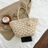 Summer Large Capacity Hand Knitting Straw Bag with Inner Pocket Casual Crochet Beach Handbag Travel Vacation Shopping Tote 2025
