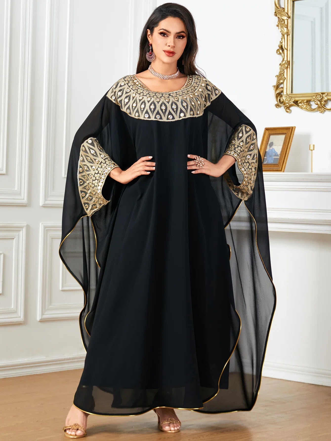 Eid Muslim Vestidos for Women Party Robe Middle East Ramadan Arabian Jalabiya Morocco Dubai Islam Bat Sleeve Loose Abaya Dresses