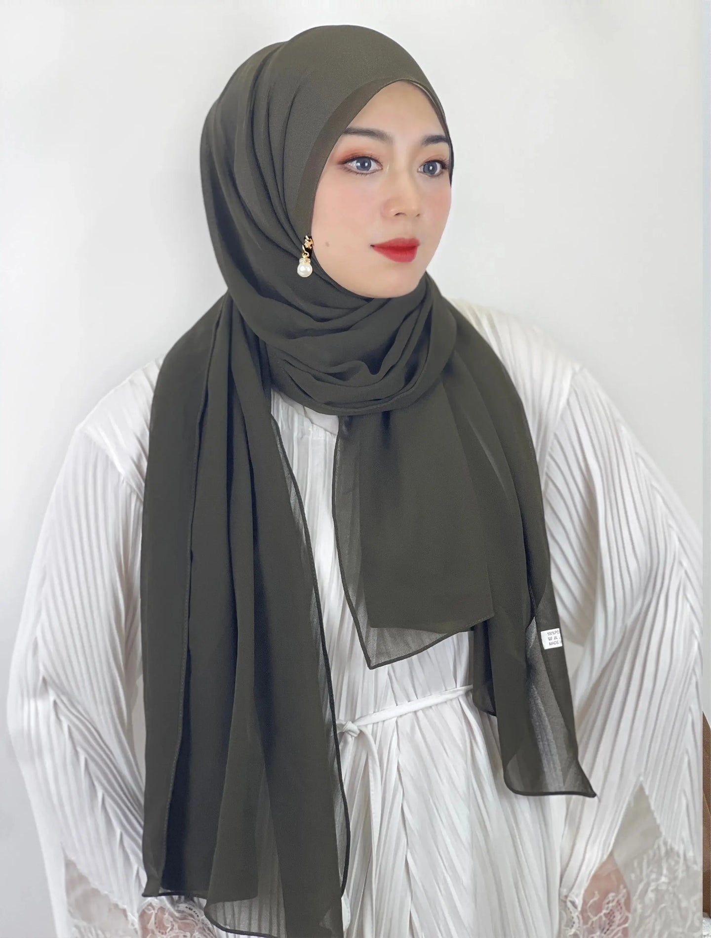 Muslim Zipper Headscarf Ladies 11 Color Shawl Chiffon Robe Dress Solid Color Beautiful Scarf Arab Islamic Clothing Hijab 71*180