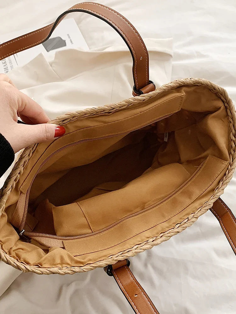 Summer Straw Beach Tote