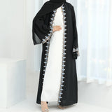 Eid Ramadan Flower Embroidery Abayas for Women Muslim Dress Dubai Open Abaya Turkey Kaftan Kebaya Caftan Marocain Femme Robe New