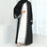 Eid Ramadan Flower Embroidery Abayas for Women Muslim Dress Dubai Open Abaya Turkey Kaftan Kebaya Caftan Marocain Femme Robe New
