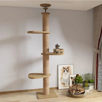 Cat Tree Floor To Ceiling Cat Tower with With Scratching Post Hammock Floor to Ceiling Pet Tree House Pet Furniture Climbing Toy