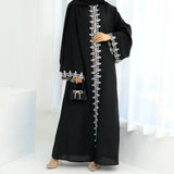 Eid Ramadan Flower Embroidery Abayas for Women Muslim Dress Dubai Open Abaya Turkey Kaftan Kebaya Caftan Marocain Femme Robe New
