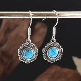 Silver-Plated Carved Flower Drop-Shaped Large Earrings Hypoallergenic Earrings for Women Retro Fashion Casual Party Jewelry