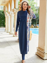 Summer Muslim Women 3 Piece Swimwear Set Hijab Swimsuit Maxi Dress Full Cover Up Islam Summer Abaya Dubai Modest Swimwear 2025