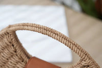 2024 Summer New Artistic Vintage Woven Handbag Single Shoulder Crossbody Bag Beach Vacation Fiberglass Strap Polyester Lining