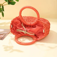 Straw Rattan Beach Handbag