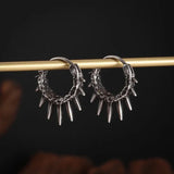 Silver-Plated Carved Flower Drop-Shaped Large Earrings Hypoallergenic Earrings for Women Retro Fashion Casual Party Jewelry