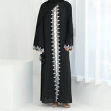 Eid Ramadan Flower Embroidery Abayas for Women Muslim Dress Dubai Open Abaya Turkey Kaftan Kebaya Caftan Marocain Femme Robe New