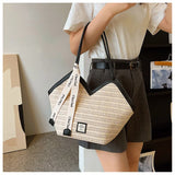 Ladies Beach Bag Vintage Handmade Woven Shoulder Handbag Large Capacity Rattan Bags Summer Vacation Casual Handbags Bolso Mujer