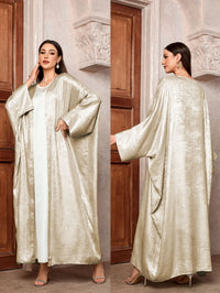 2024 Ramadan Eid Shiny Batwing Satin Open Kimono Abaya Dubai Luxury Muslim Abayas For Women Kaftan Dress Islamic Clothing Femme