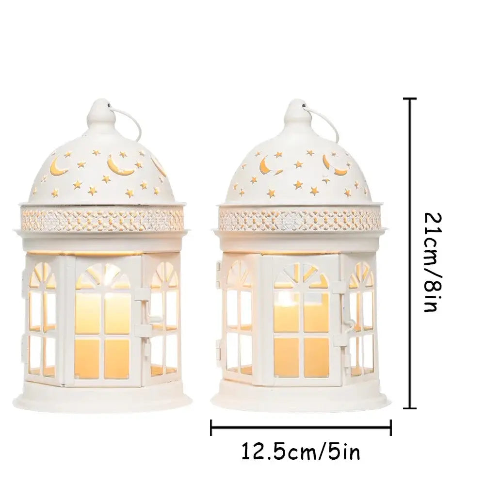 2Pcs Vintage Candle Holder Lanterns White Black Lantern Metal Hanging Candleholder for Indoor Outdoor Weddings Home Decor