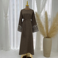 2024 New Embroidery Sleeve Dubai Abaya Middle East Türkiye Elegant Dress Party Gown Eid Ramadan Islam Women Muslim Clothing