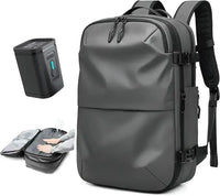 60L Airback Vacuum Compression Backpack with Wheels Expandable Men Waterproof Carry On Travel Backpacks 17 inch Laptop Backpack