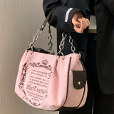 Vintage Letter Y2k Handbag Women Gothic Large Capacity Casual Crossbody Bag Purse Female Harajuku Aesthetic The Tote Bag