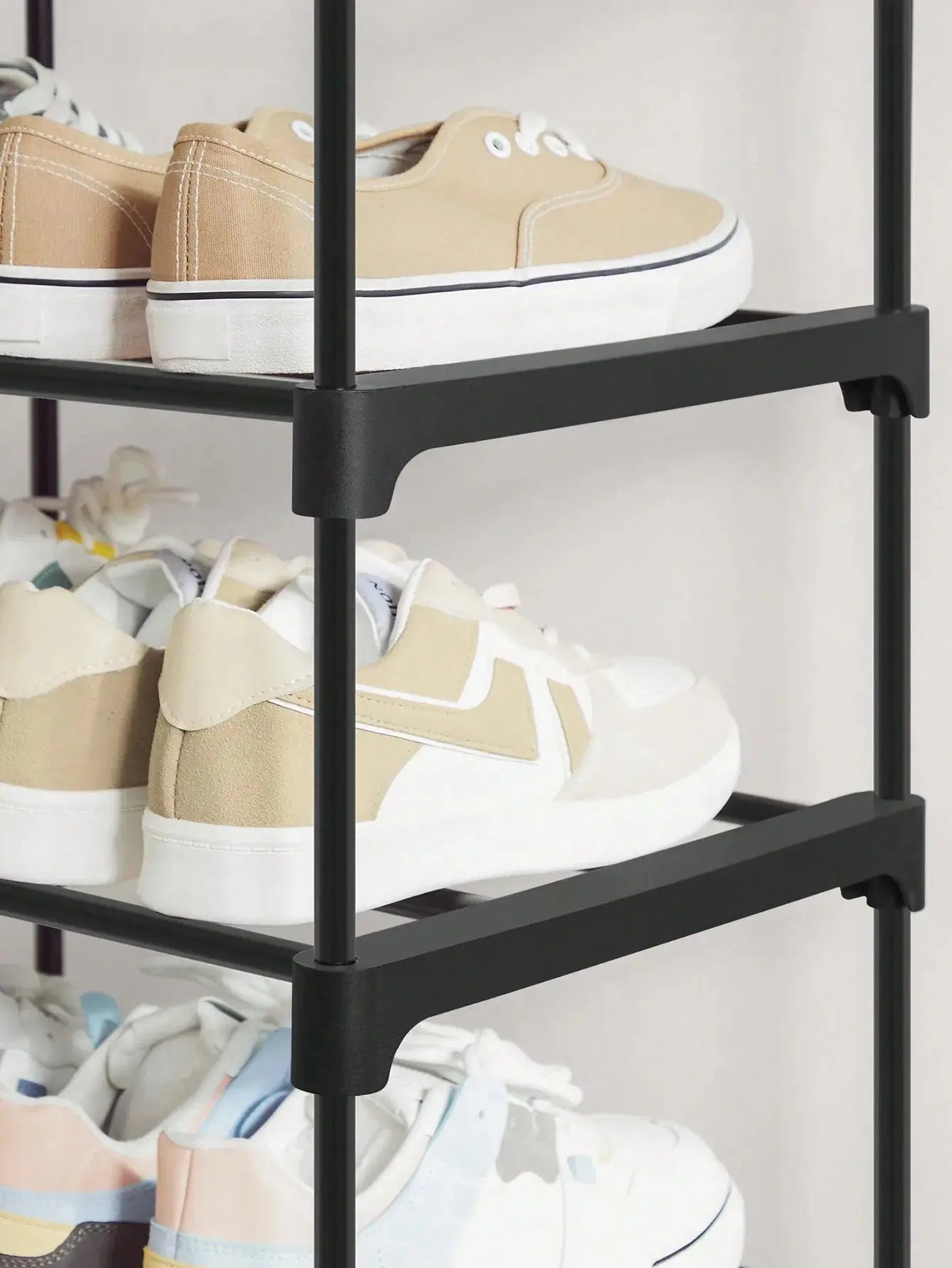 SONGMICS 3-Tier Shoe Rack. Set of 2 Stackable Metal Organizers for Hallway, Living Room, Bedroom, Cloakroom. 30x92x54 cm
