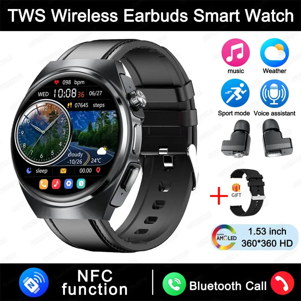 For Xiaomi New 2 in 1 Smart Watch With Earbuds Smartwatch TWS Bluetooth Earphone Heart Rate Blood Pressure Monitor Sports Watch