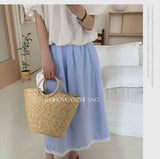 Summer Tote Woven Bag Seaside Vacation Photo Large Capacity Handmade Woven Shoulder Women's Bag
