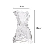 Irregular Transparent Glass Flower Vase 23cm*9cm Big Flower Bottle Tabletop Hydroponic Pot Home Living Room Table Decorations