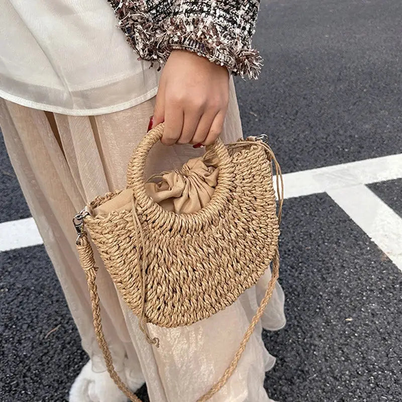 Straw Rattan Beach Handbag