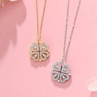 Love Magnetic Pendant Necklace Ladies Clover Necklace Heart Shaped Clover Necklace Lucky 4 In 1 Love Pendant Jewelry Gift