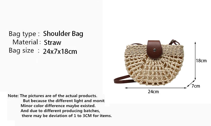 Summer Straw Bag - Fashion Semicircle