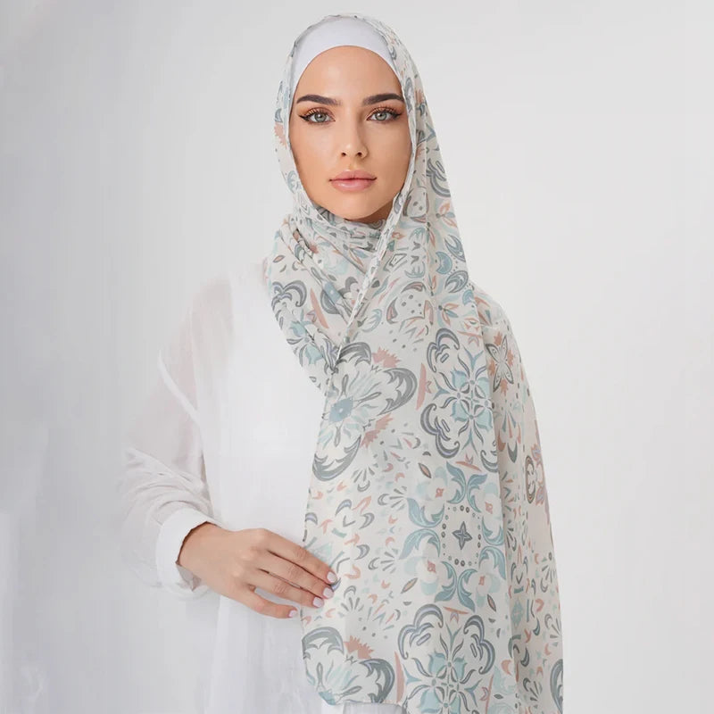 Newest Floral Printed Chiffon Scar