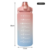 Water Bottle 2 Liter Stay Hydrated Motivated Leakproof Plastic Sport Bottle Portable Travel Outdoor Fitness Cold Water Bottles