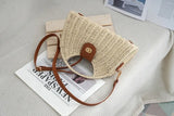 2024 Summer New Artistic Vintage Woven Handbag Single Shoulder Crossbody Bag Beach Vacation Fiberglass Strap Polyester Lining