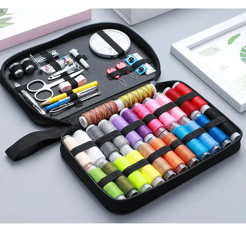 Sewing Kit Complete Set with Threads Needles Scissors Tape Measure Buttons and More for DIY Handcraft Projects Home and Travel