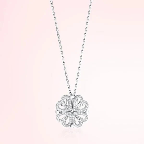 Love Magnetic Pendant Necklace Ladies Clover Necklace Heart Shaped Clover Necklace Lucky 4 In 1 Love Pendant Jewelry Gift
