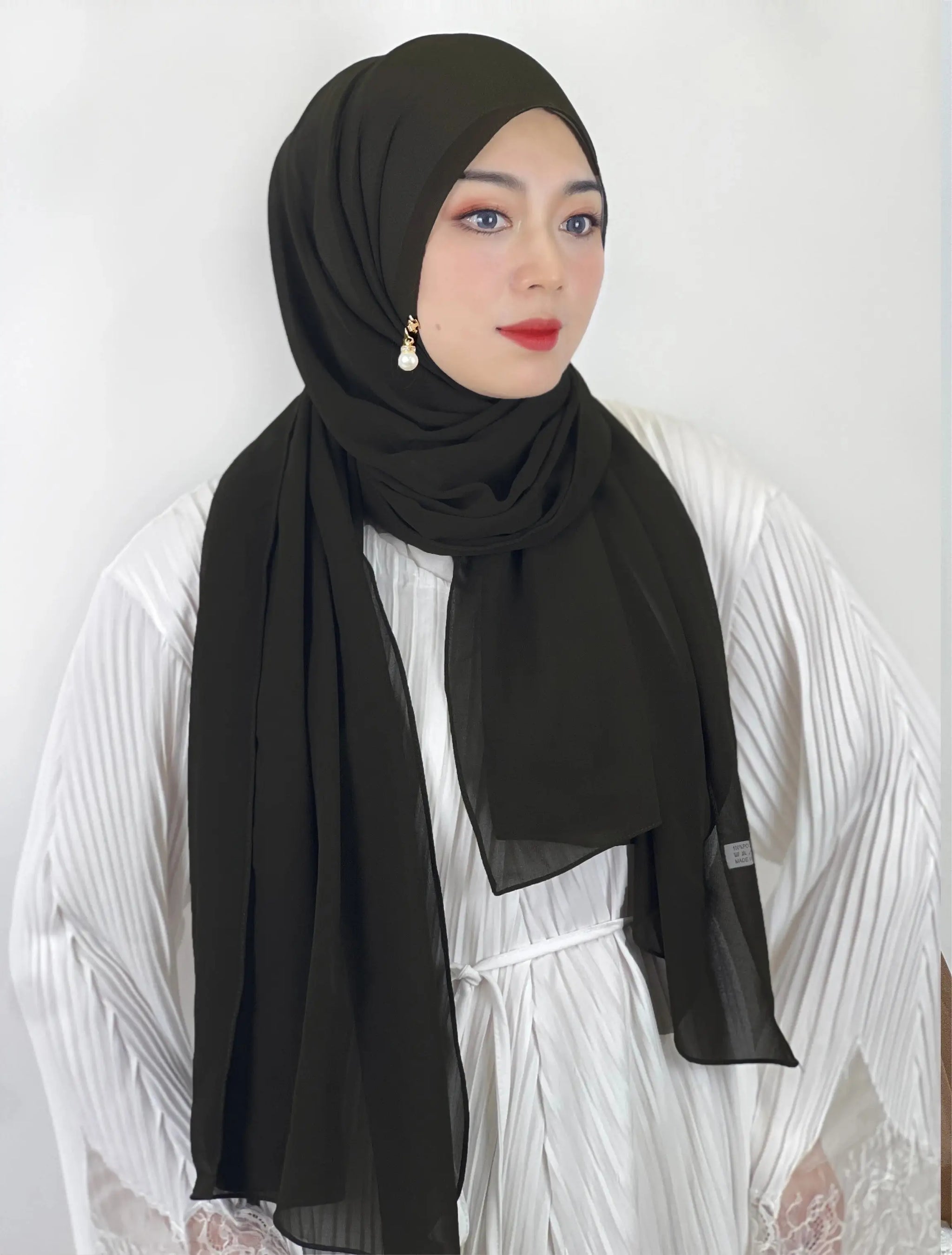 Muslim Zipper Headscarf Ladies 11 Color Shawl Chiffon Robe Dress Solid Color Beautiful Scarf Arab Islamic Clothing Hijab 71*180