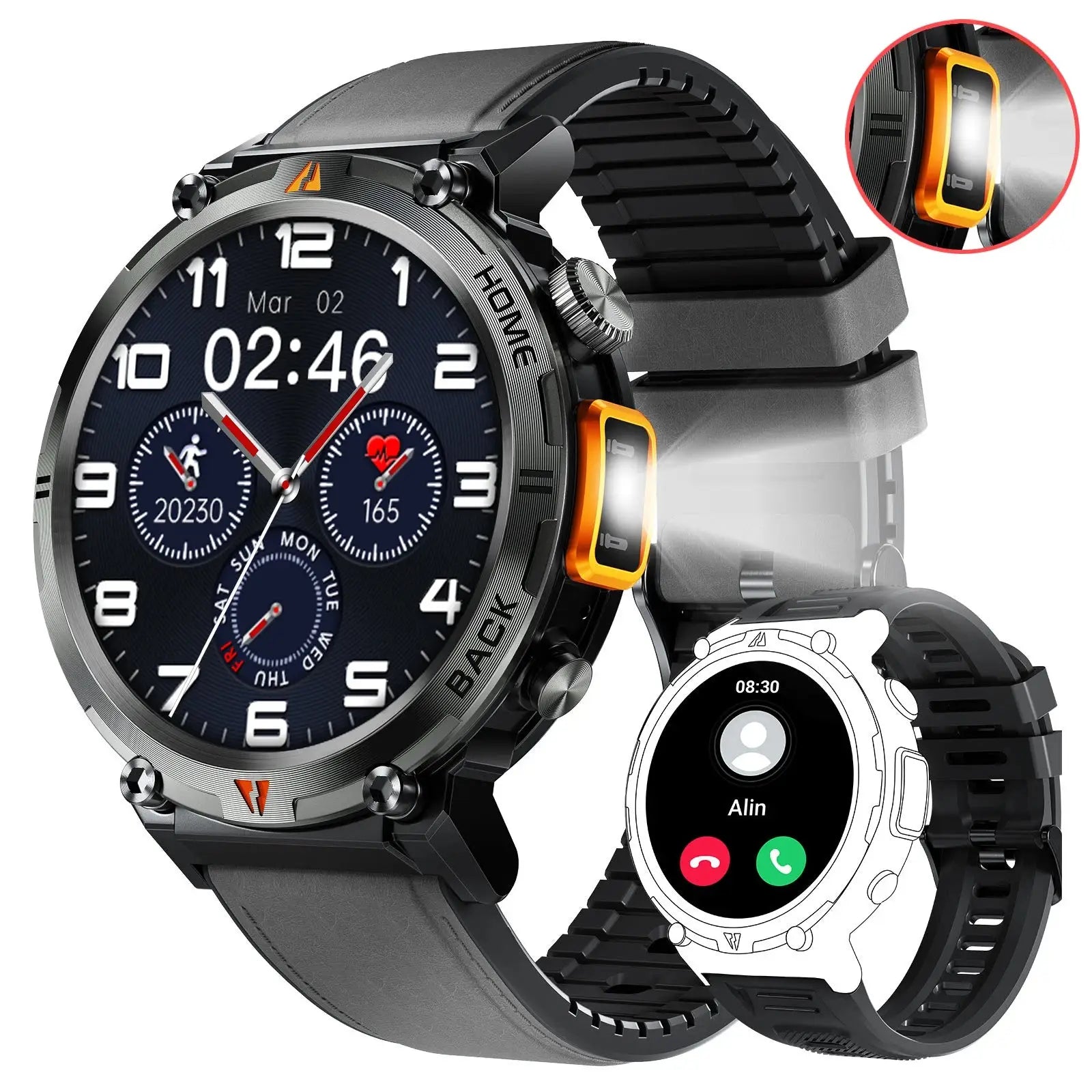 EIGIIS 2024 New Smart Watch KE3 3ATM Waterproof Sport Genuine Original Design Men Bluetooth Call Health Monitor With Flashlight