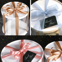 4/6inch Round Cake Box multicolor Transparent Cylindrical Pattern Gifts Rose Bear Packaging Case Baking Birthday Party Decor