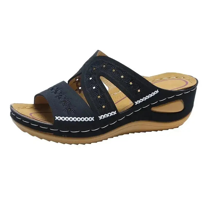 Wedge Ladies Sandals Vintage Slippers for Women Orthopedic Anti-slip Open Toe Sandals Thick Bottom Female Platform Retro Shoes