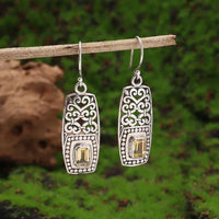 Silver-Plated Carved Flower Drop-Shaped Large Earrings Hypoallergenic Earrings for Women Retro Fashion Casual Party Jewelry