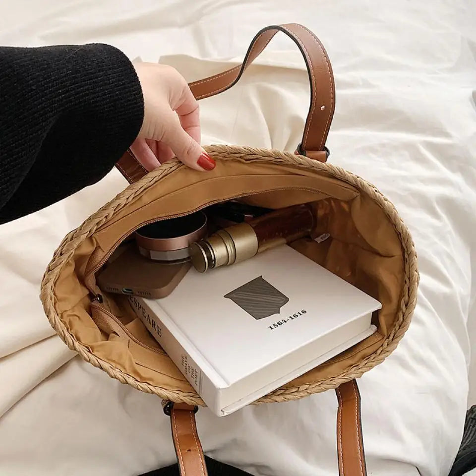 Summer Straw Beach Tote