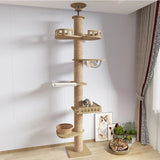 Cat Tree Floor To Ceiling Cat Tower with With Scratching Post Hammock Floor to Ceiling Pet Tree House Pet Furniture Climbing Toy